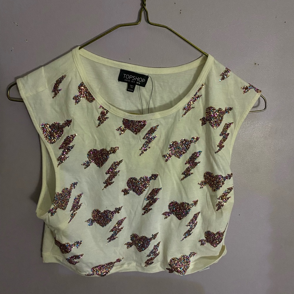 Top shop glitter crop top size 4